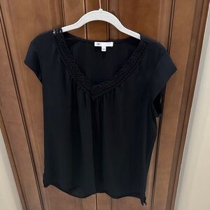 Croft & Barrow Black Women's Blouse with Lace Detail